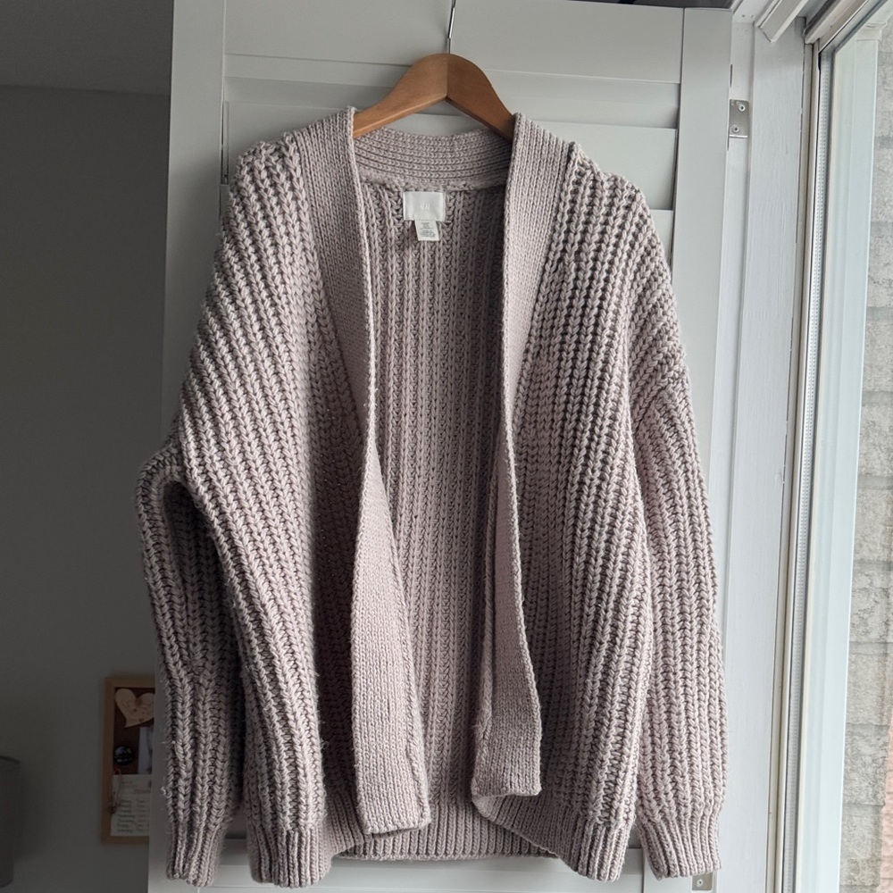 H&M Chunky Open-Front Cardigan - Light Taupe
